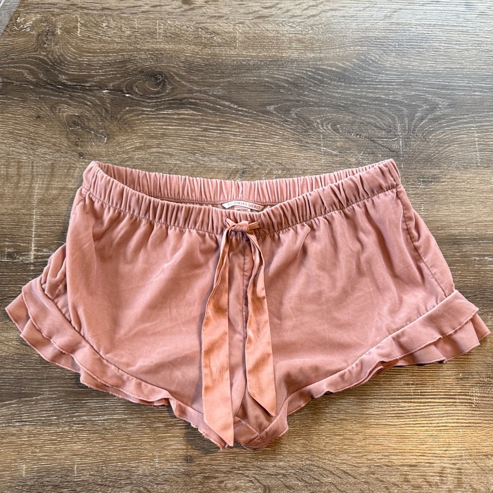 Victoria's Secret Soft Pink Ruffle Shorts With Ribbon Tie Waist Size M
